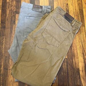 ORVIS ROYAL WULFF Mens jeans 38x32 Lot Of  2 Five Pockets Gray Brown Khaki Pants